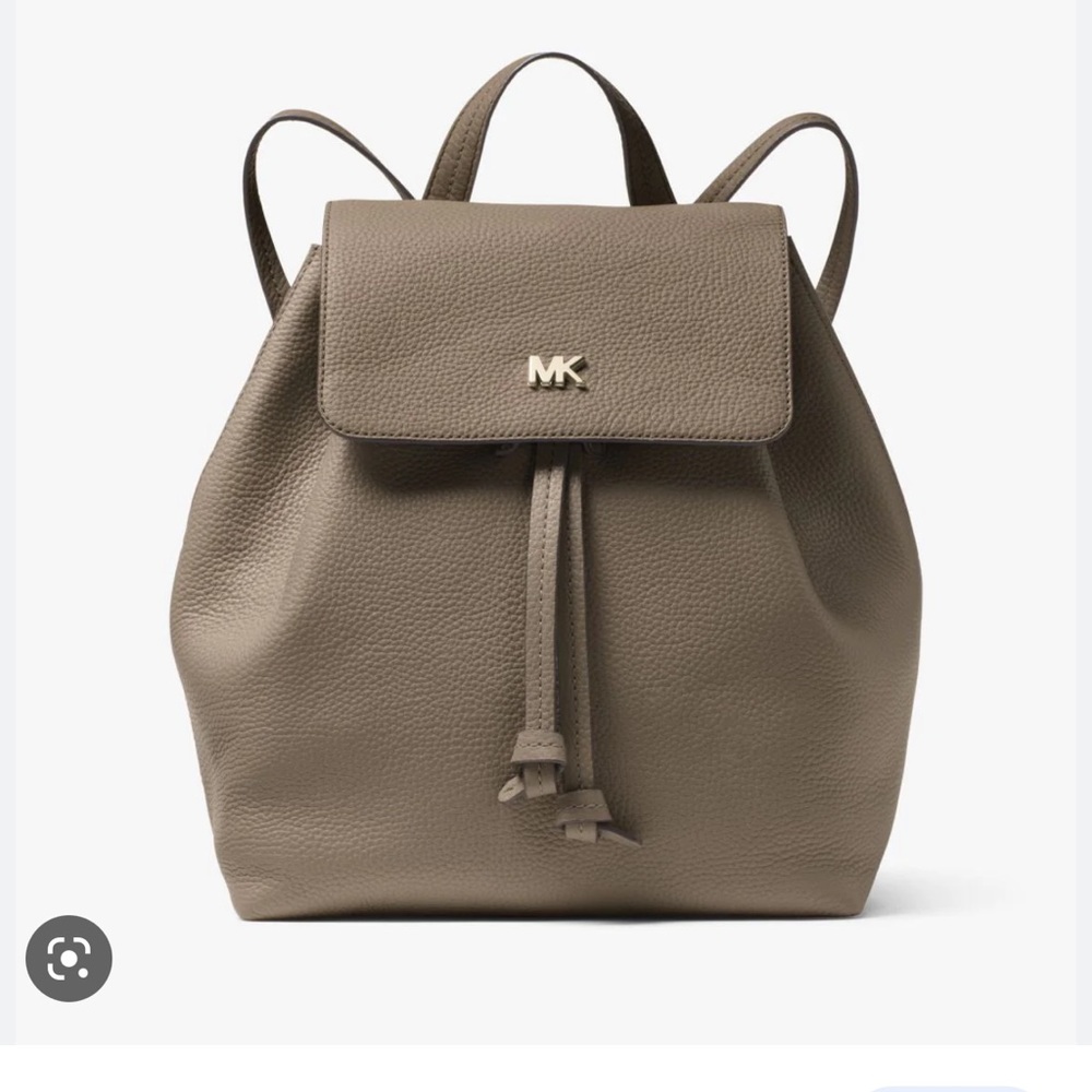 Michael Kors Junie Flap Pebbled Leather Backpack, Gray